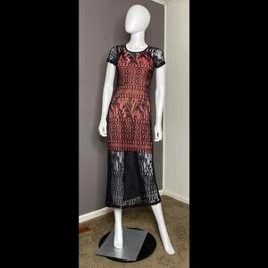 1990's Black Crochet Lace Midi Dress from Evolution Not Revolution